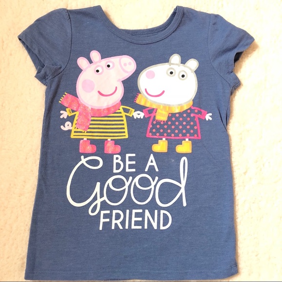 Peppa Pig T-Shirt Toddler Girls Size 3T Short Sleeve Navy Stay Cute NEW